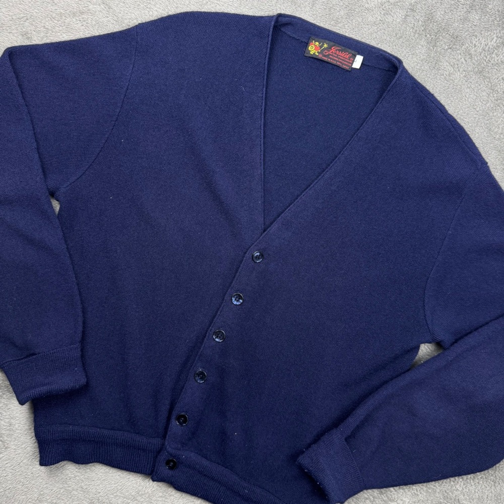 Jersild Cardigan Sweater Mens Large Navy Blue Excellent Vintage 90s V-Neck USA
